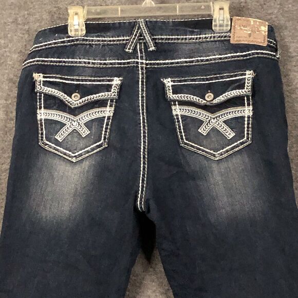 Amethyst Regina Jeans Womens 10 Skinny Dark-Wash 40x31 Whiskered Embroidered - Picture 4 of 11